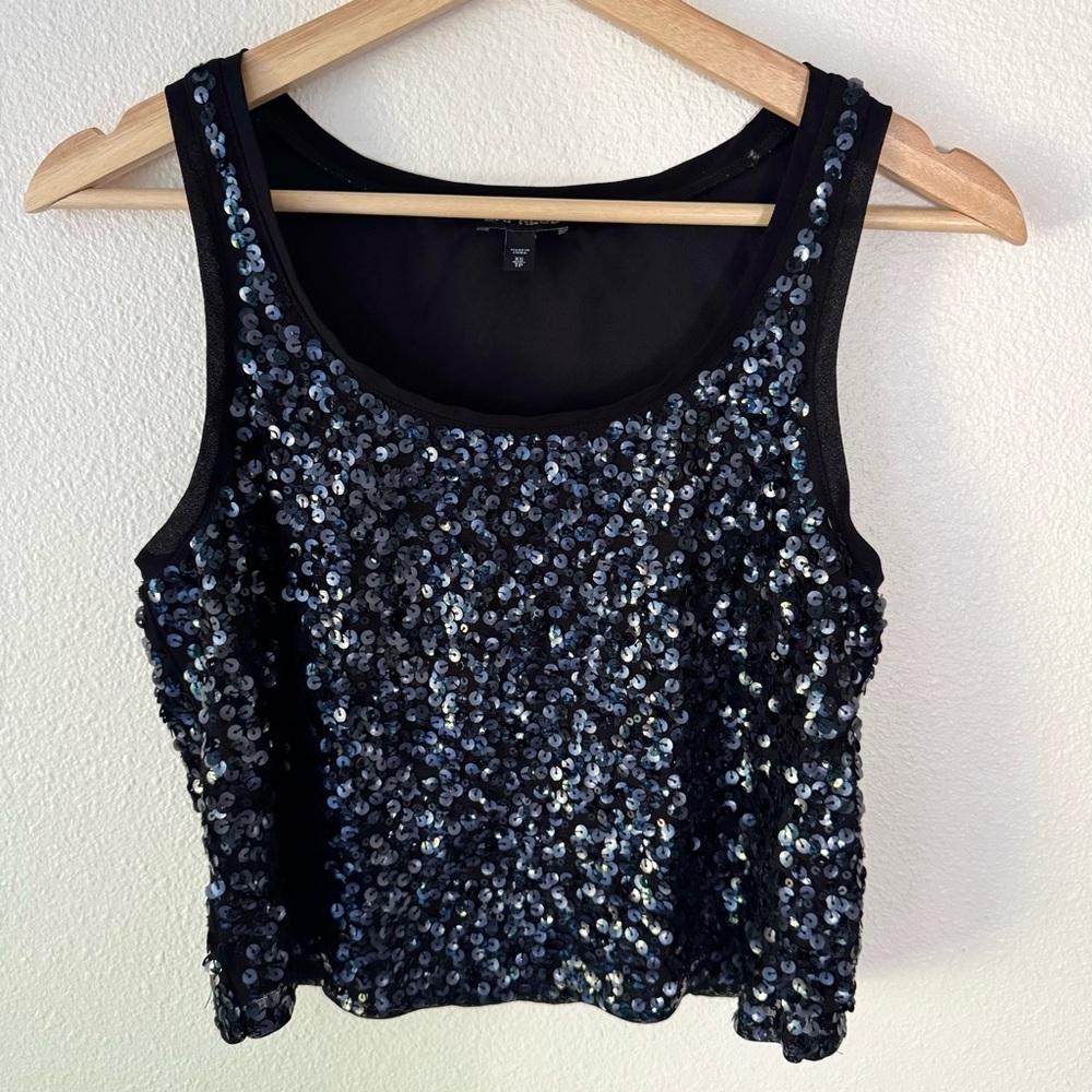 Vintage Express Black Sequin Tank Top